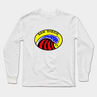 San Diego California Surfing Surf Patriotic Wave Long Sleeve T-Shirt